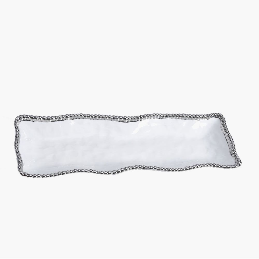 silver beaded serving tray