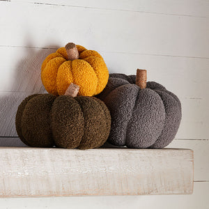 Large Gray Shearling Pumpkin