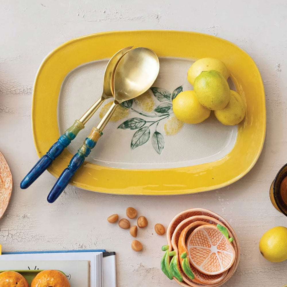Stoneware Plate with Lemons
