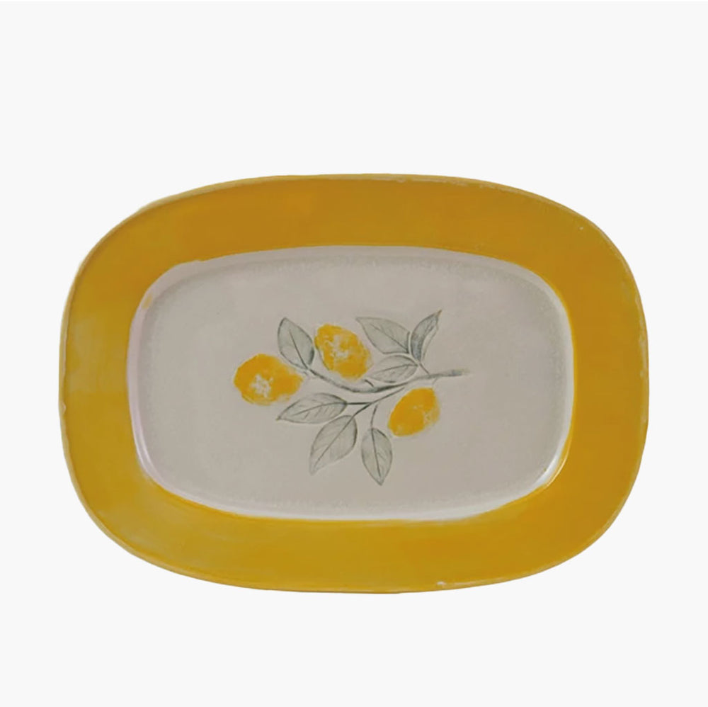 Stoneware Plate with Lemons