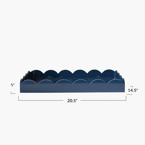 Lacquered Scalloped Tray with Handles