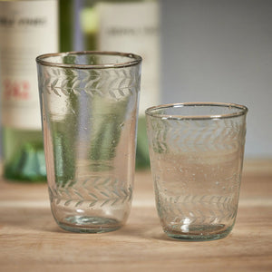 tuscan leaf etched glasses