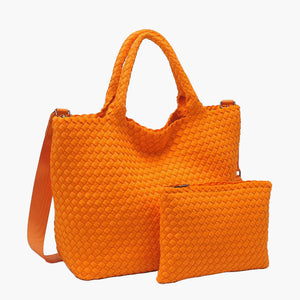 Medium Woven Tote - Orange