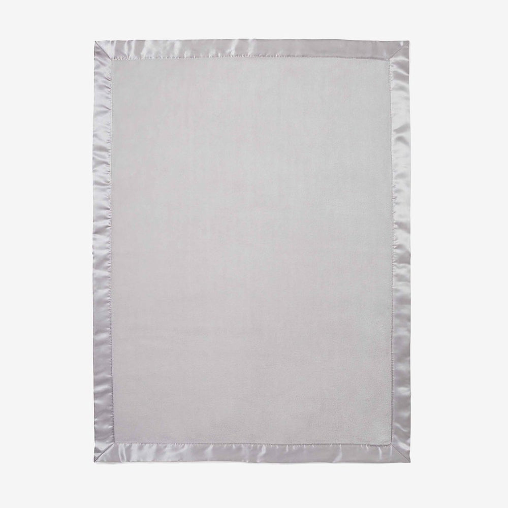 gray satin trim baby blanket