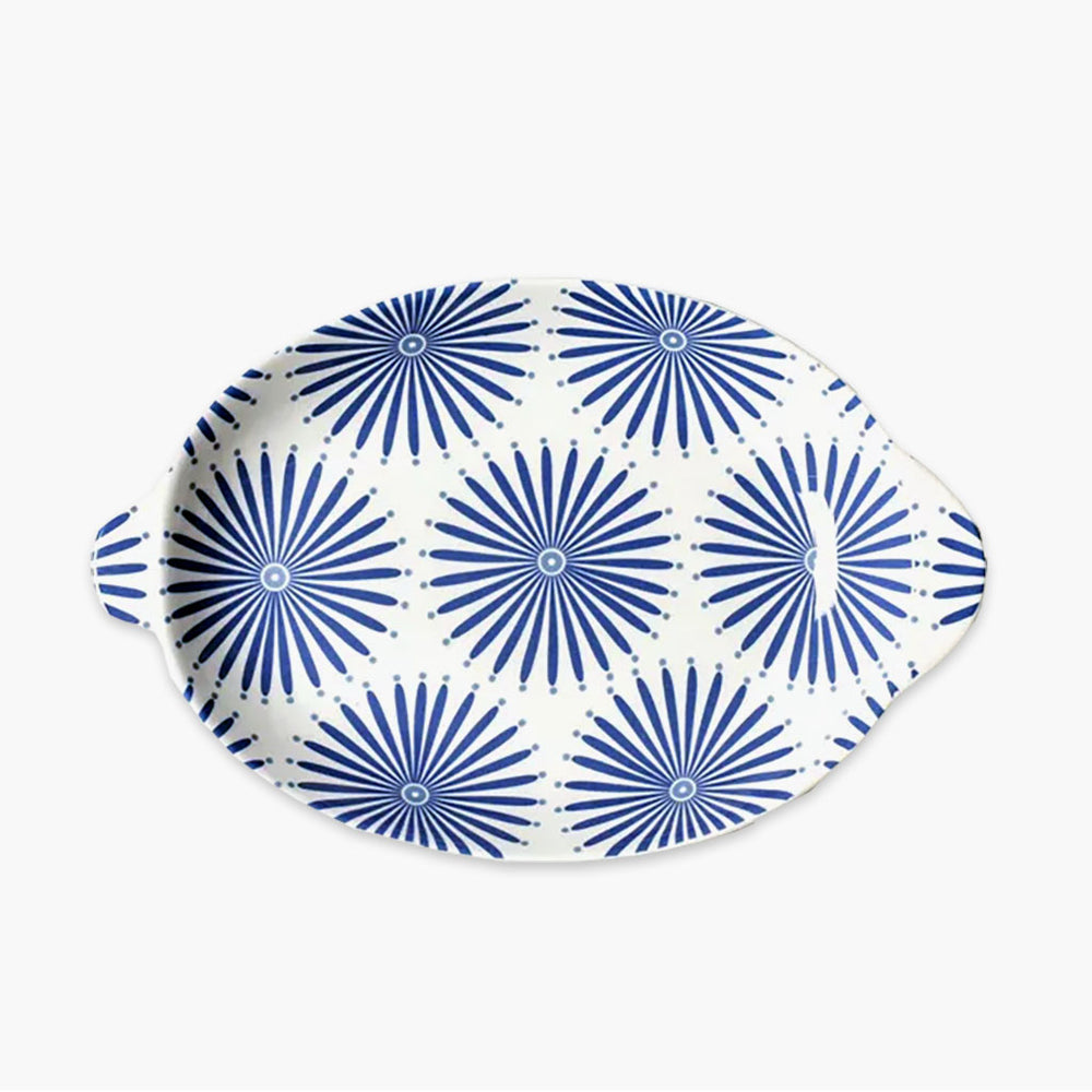 Iris Blue Burst Small Handle Platter