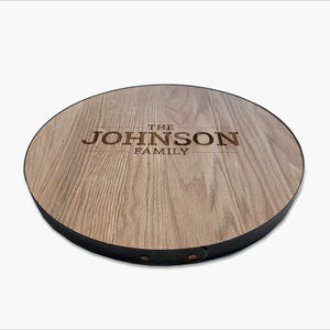 Personalized Oak Wine Barrel Lazy Susan