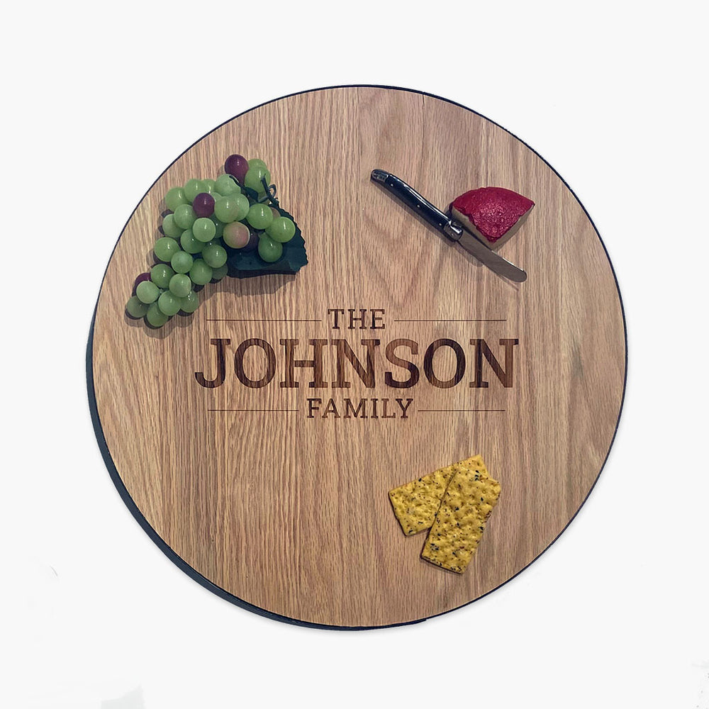 Personalized Oak Wine Barrel Lazy Susan