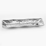 Rectangle Silver Large Serving Tray with Beaded Edge