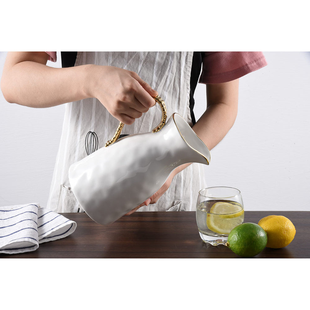 Gold Accented Water Pitcher